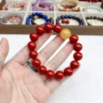 alt="big cinnabar bracelet and yellow carnelian picture"