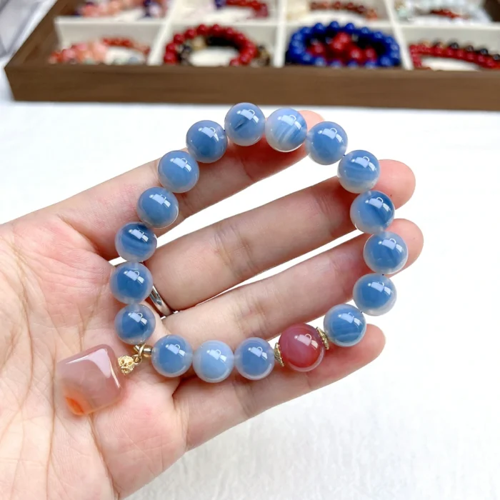 alt="blue carnelian bracelet front"