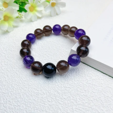 alt="brown amethyst crystal bracelet"