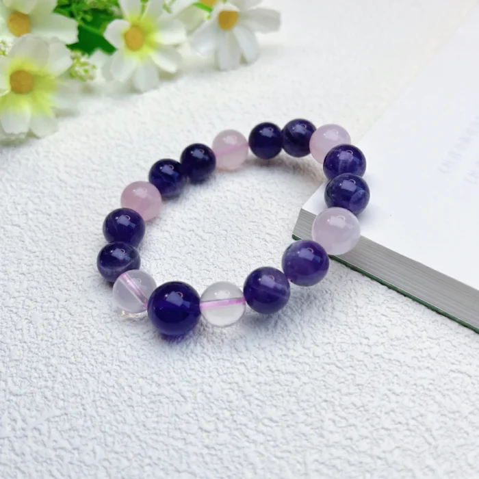 alt="pink purple crystal crystal bracelet"