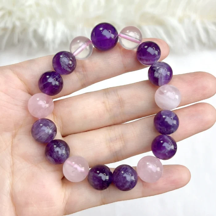 alt="pink purple crystal crystal bracelet"