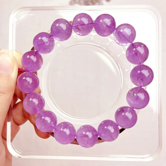 alt="pure purple big bead crystal bracelet"