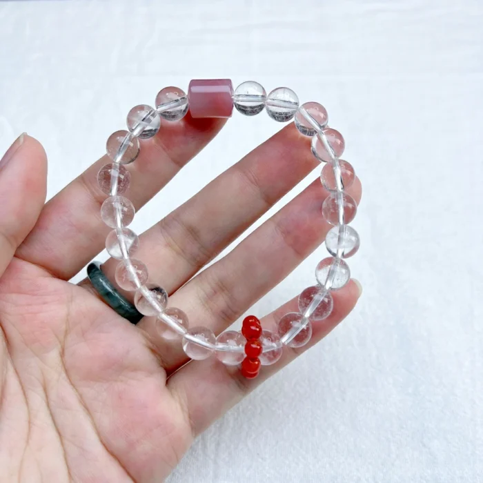 alt="pure white crystal bracelet picture view"