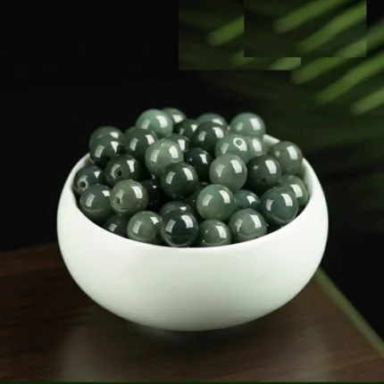 atl="nature jateite deep green gemstone beads"